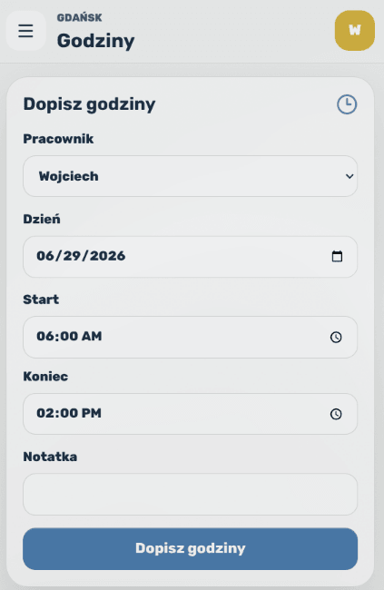Dopisywanie godzin w Veldii